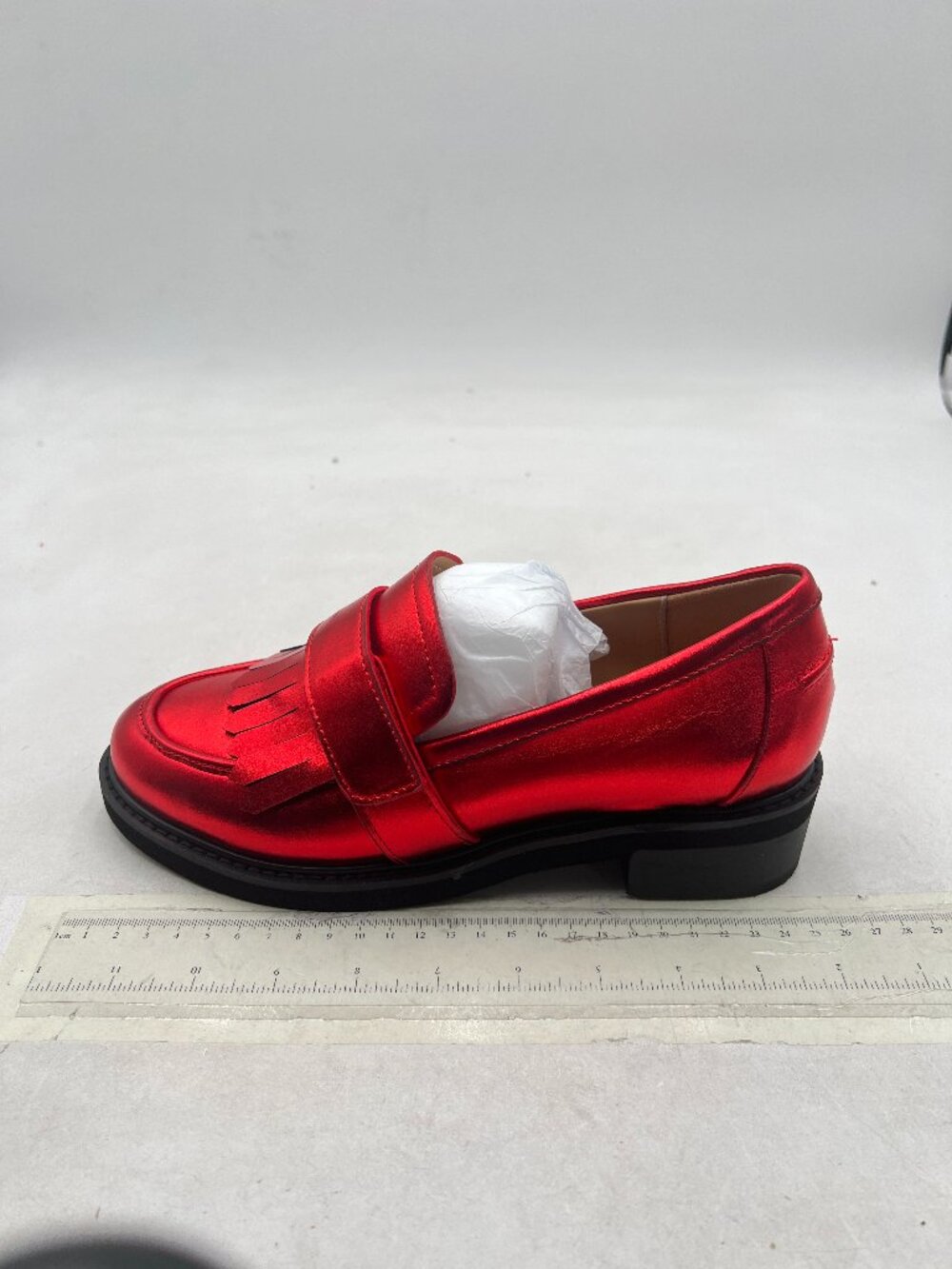 FOWT Red Round Toe Platform Penny Loafers Slip on Tassel Pumps Contrast Shoes